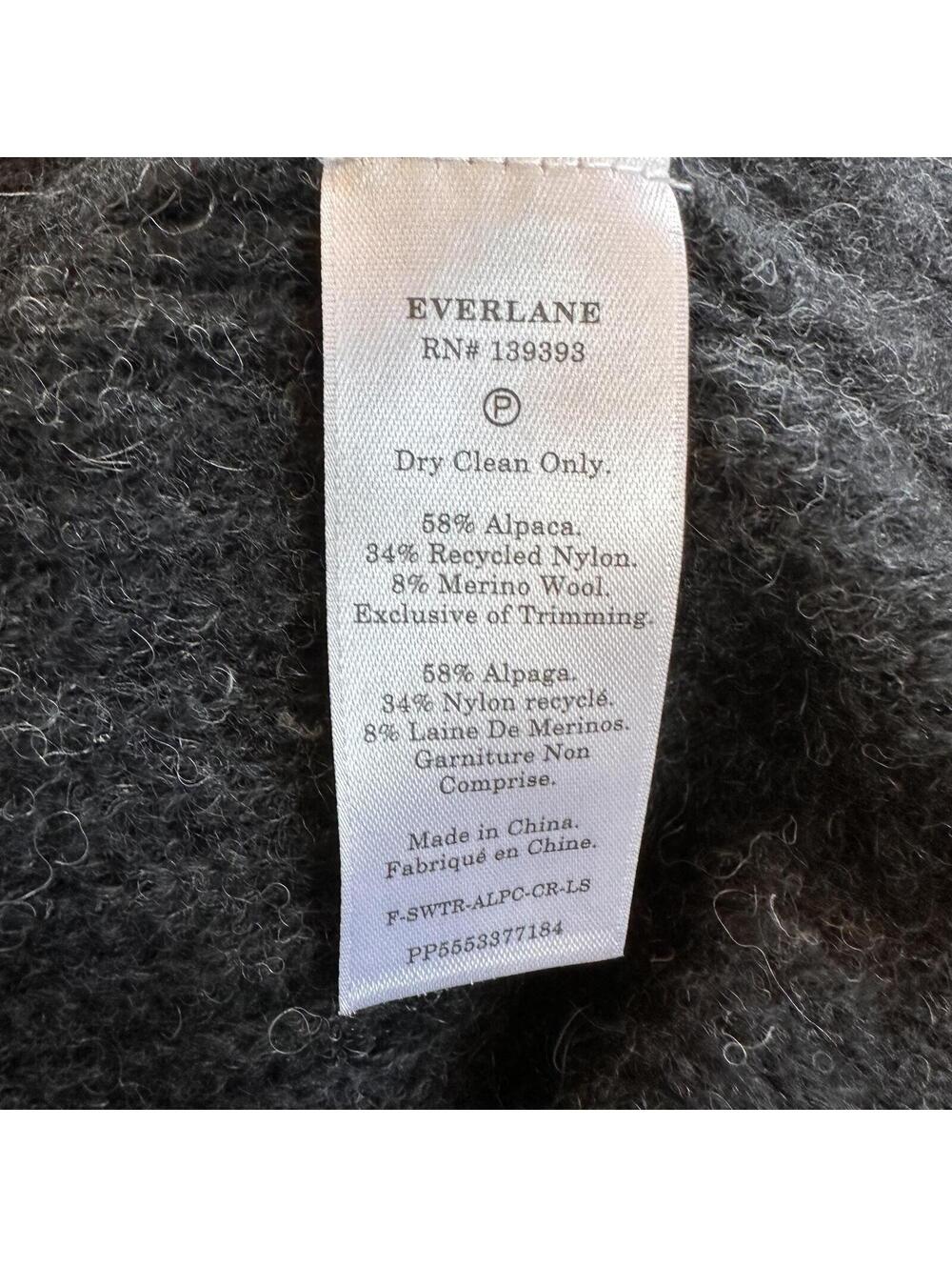 EVERLANE Alpaca Merino Sweater Charcoal Black Women's S Crewneck Minimalist Knit - Picture 5 of 5
